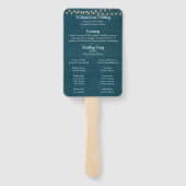 暗いティール（緑がかった色）素朴ウッドストリングライト結婚式 プログラム ハンドファン (裏面)