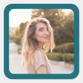 暗いティール（緑がかった色）縁ど写真 スクエアシール (正面)