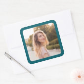 暗いティール(緑がかった色)縁ど写真 スクエアシール (封筒)