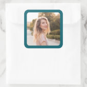 暗いティール(緑がかった色)縁ど写真 スクエアシール (バッグ)