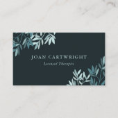 暗いティール（緑がかった色）離れ緑のセラピスト 名刺 (正面)