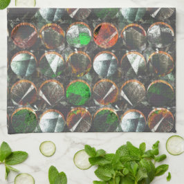 暗いテクスチャの色付き円 キッチンタオル