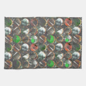 暗いテクスチャの色付き円 キッチンタオル (横)