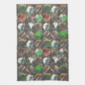 暗いテクスチャの色付き円 キッチンタオル (縦)