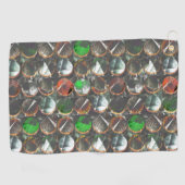 暗いテクスチャの色付き円 ゴルフタオル (横)