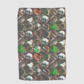 暗いテクスチャの色付き円 ゴルフタオル (正面)