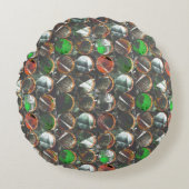 暗いテクスチャの色付き円 ラウンドクッション (正面)