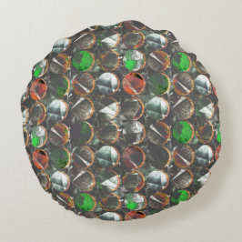 暗いテクスチャの色付き円 ラウンドクッション