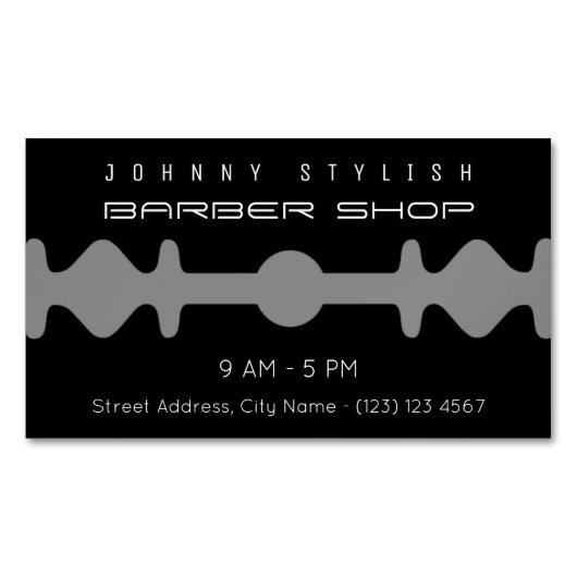 暗いデュオの調子のかみそりの刃の形のフレーム・カバー マグネット名刺 (正面)