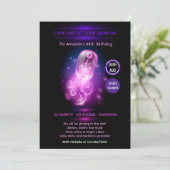 暗いネオンにピンクのクラゲが輝くパーティー 招待状 (スタンド正面)