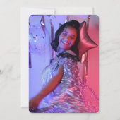 暗いネオンのピンクの輝きパーティー写真甘い16 招待状 (裏面)