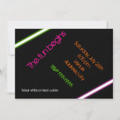 暗いネオンの絵を描パーティの招待状で輝く 招待状 (裏面)