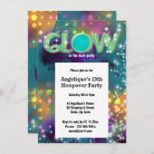 暗いネオンパーティーのおもしろいの白熱 招待状 (正面/裏面)