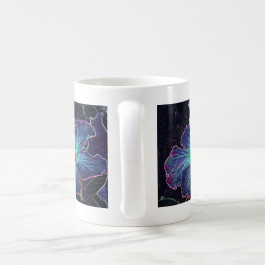 暗いハイビスカス コーヒーマグカップ (ハンドル)