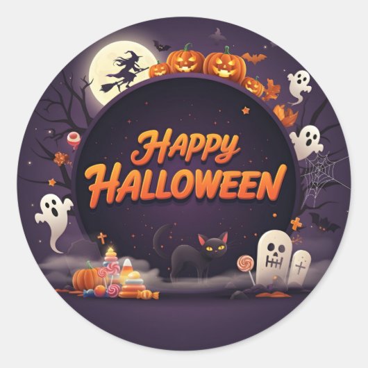 暗いハッピーハローウィン ラウンドシール (正面)