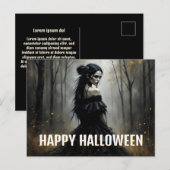 暗いハロウィンの森の神秘的な女性 シーズンポストカード (正面/裏面)