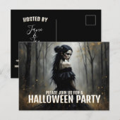 暗いハロウィンの森の神秘的な女性 シーズンポストカード (正面/裏面)