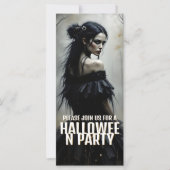 暗いハロウィンの森の神秘的な女性 - 招待 (正面)