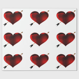 暗いハートと金ゴールド矢印の折り返し紙 ラッピングペーパー