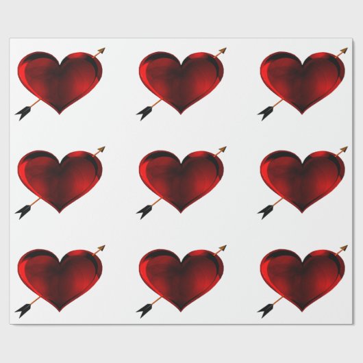 暗いハートと金ゴールド矢印の折り返し紙 ラッピングペーパー (フラット)