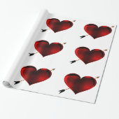 暗いハートと金ゴールド矢印の折り返し紙 ラッピングペーパー (アンロールド)