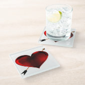 暗いハートと金ゴールド矢印ガラスコースター ガラスコースター (アングル)