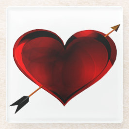 暗いハートと金ゴールド矢印ガラスコースター ガラスコースター