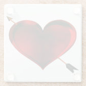 暗いハートと金ゴールド矢印ガラスコースター ガラスコースター (裏面)