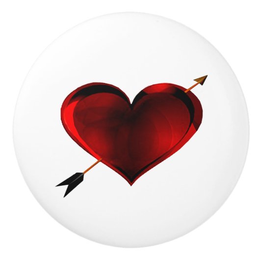 暗いハートと金ゴールド矢印ドロワープルノブ セラミックノブ (正面)