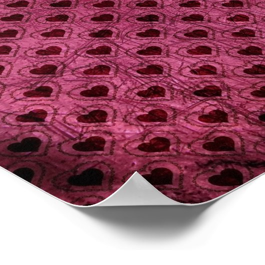 暗いハートのパターンで愛グランジ ポスター (角)