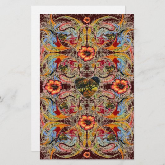 暗いハートファンタジーフローラスクラップブッククラフト紙 便箋 (正面/裏面)