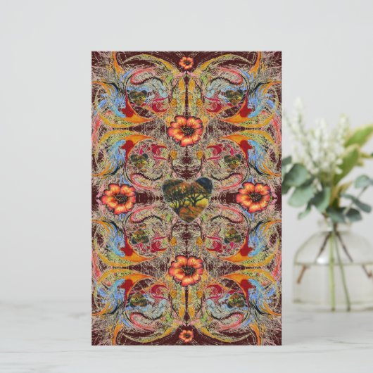 暗いハートファンタジーフローラスクラップブッククラフト紙 便箋 (スタンド正面)