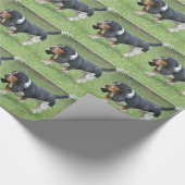 暗いバセットハウンド犬 ラッピングペーパー (角)