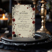 暗いバラとクモの巣ハロウィーンの夜 招待状