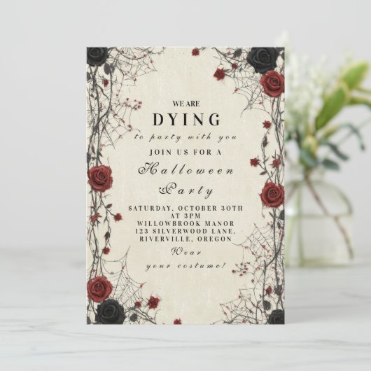 暗いバラとクモの巣ハロウィーンの夜 招待状 (スタンド正面)