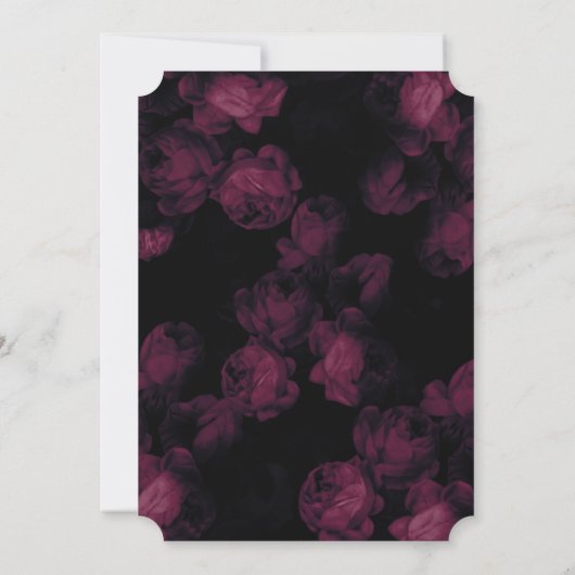 暗いバラガーデンの写真は日付カードを保存 セーブザデート (裏面)