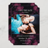 暗いバラガーデンの写真は日付カードを保存 セーブザデート (正面/裏面)