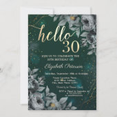 暗いバラグリーン30歳の誕生日 招待状 (正面)