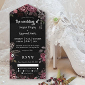 暗いバラブラック花模様ゴシック結婚ズ オールインワン招待状