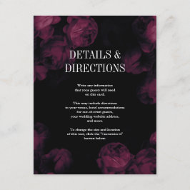 暗いバラ庭園の結婚式挿入カード エンクロージャーカード