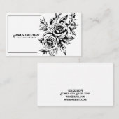 暗いバラ白黒タトゥーアーティスト 名刺 (正面/裏面)
