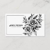 暗いバラ白黒タトゥーアーティスト 名刺 (正面)