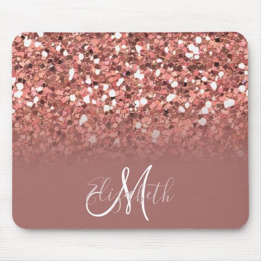 暗いバラ金ゴールドグリッターきらきら光る パーソナライズされた マウスパッド (正面)