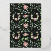 暗いバラ |ロマンチックな春花模様結婚ズ 箔招待状 (裏面)