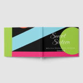 暗いパーティー幾何学模様の甘い16ネオン ゲストブック (全面)