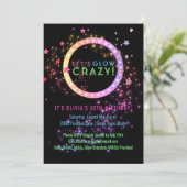 暗いパーティー|の子供の誕生日のネオン白熱 招待状 (スタンド正面)