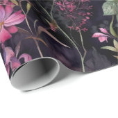 暗いビクトリアンフローラピンク紫のデコページ ラッピングペーパー (ロールコーナー)
