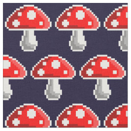 暗いピクセルきのこの生地 ファブリック