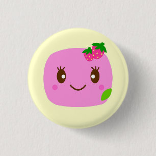 暗いピンクのゆで団子のいちご 缶バッジ