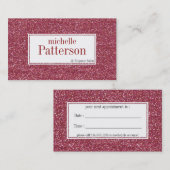 暗いピンクのグリッターのアポイントメントの名刺 予約カード (正面/裏面)